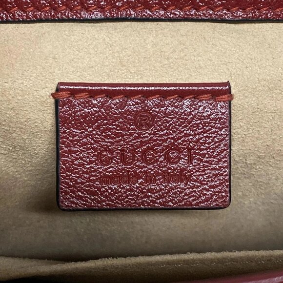 Auth GUCCI GG Marmont / Mini Top Handle Bag 583571 Black Red Leather Handbag - Picture 14 of 16